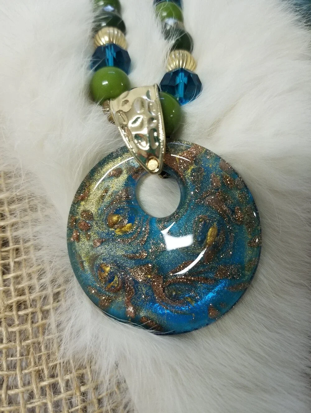 Round Glass Pendant/Earrings Set
